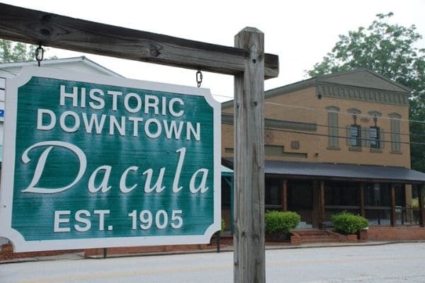 Dacula GA Dacula, GA historic town sign.