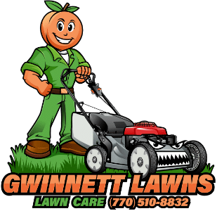 Gwinnett Lawns Lawn Care's logo with business name and phone number below.