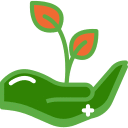Hand with plant growing out of it icon